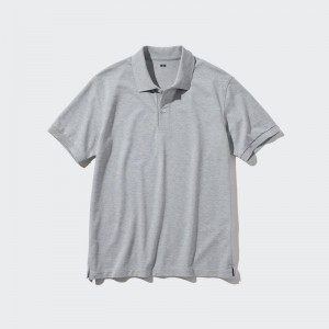 Uniqlo DRY Piqué Men Polo Shirts Grey US | QNRV-68305