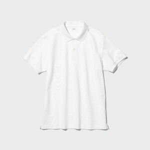 Uniqlo DRY Piqué Men Polo Shirts White US | GNWT-86215