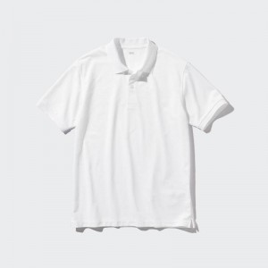 Uniqlo DRY Piqué Men Polo Shirts White US | SQGL-60527