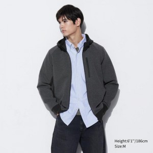 Uniqlo DRY Stretch Full-Zip Men Hoodie Dark Grey US | TVPN-90834