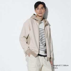 Uniqlo DRY Stretch Full-Zip Men Hoodie Natural US | TKYP-59612