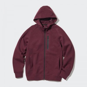 Uniqlo DRY Stretch Full-Zip Men Hoodie Wine US | UCTX-72601