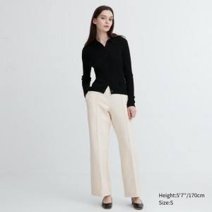 Uniqlo DRY Sweat Track Women Trousers Off White US | ITWZ-53742