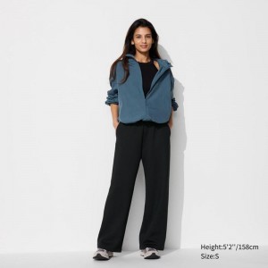 Uniqlo DRY Sweat Wide (Short) Women Trousers Black US | RFJL-76843