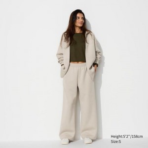 Uniqlo DRY Sweat Wide (Short) Women Trousers Natural US | PHRB-79481