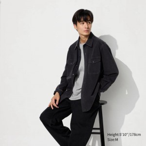 Uniqlo Denim Jersey Men Overshirts Black US | NDSP-48751