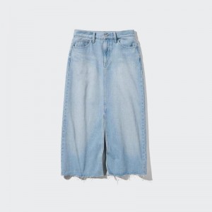 Uniqlo Denim Long Women Skirts Blue US | GWEN-85163