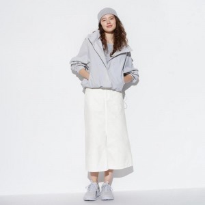 Uniqlo Denim Long Women Skirts White US | PIFC-25318