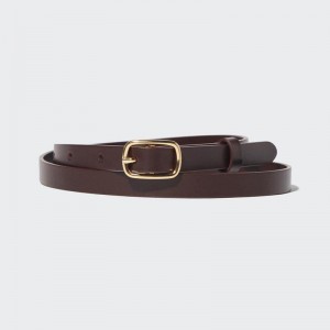 Uniqlo Dress Skinny Women Belt Dark Brown US | OLUC-04952