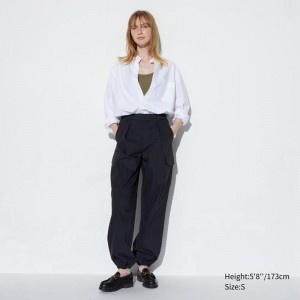 Uniqlo Easy Cargo (Long) Women Trousers Black US | VHEB-89520