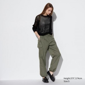 Uniqlo Easy Cargo (Long) Women Trousers Olive US | JYIO-96780