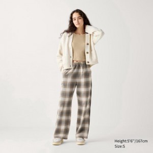 Uniqlo Flannel (Check) Women Trousers Beige US | MIXA-50624