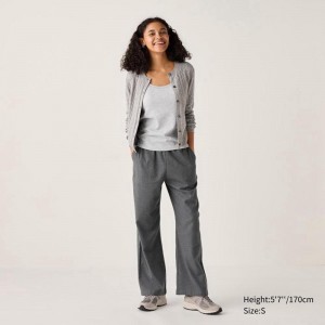 Uniqlo Flannel Women Trousers Dark Grey US | KMXZ-80632