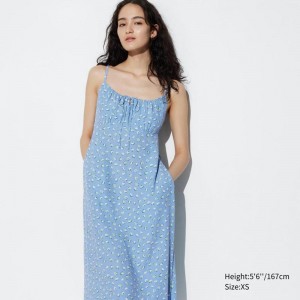 Uniqlo Flared Camisole (Print) Women Dress Blue US | MFZN-92376