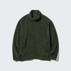 Uniqlo Fleece Full-Zip Men Jackets Olive US | YFTU-35680