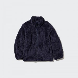 Uniqlo Fluffy Fleece Full-Zip Kids' Jackets Navy US | GCPZ-38625