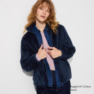 Uniqlo Fluffy Fleece Full-Zip Women Jackets Navy US | VDJX-15789