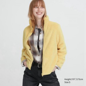 Uniqlo Fluffy Fleece Zipped Women Jackets Yellow US | CJFB-15329