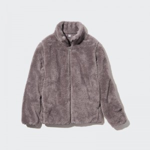 Uniqlo Fluffy Fleece Zipped Women Jackets Brown US | NYCH-40379