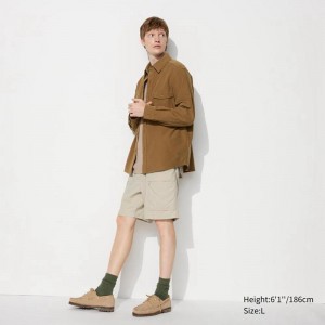 Uniqlo Geared Men Shorts Beige US | GRUK-13845