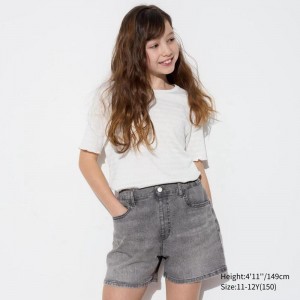 Uniqlo Girls Denim Kids' Shorts Grey US | IQYR-37609