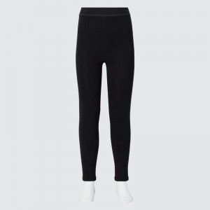 Uniqlo Girls HEATTECH Extra Warm Pile Lined Kids' Leggings Black US | JBVA-72610