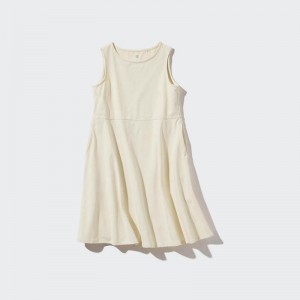 Uniqlo Girls Ultra Stretch AIRism Flared Sleeveless Kids' Dress Off White US | XSBY-35470