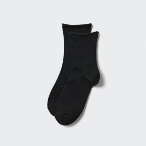 Uniqlo HEATTECH (Crew Roll) Women Socks Tights Black US | YHEO-49702