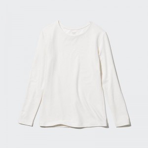 Uniqlo HEATTECH Extra Warm Cotton Crew Neck Women T-Shirts Off White US | RYAX-51782