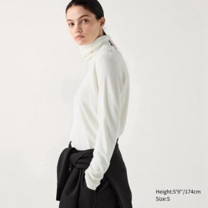 Uniqlo HEATTECH Fleece Women T-Shirts Off White US | GWIL-27659