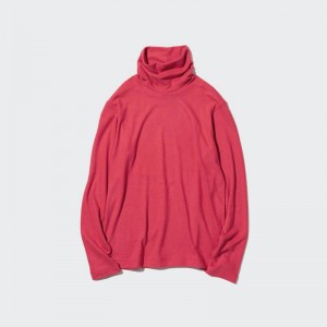 Uniqlo HEATTECH Fleece Women Turtleneck Tops Red US | SFLT-03896