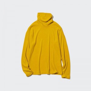 Uniqlo HEATTECH Fleece Women Turtleneck Tops Yellow US | MRGQ-25849