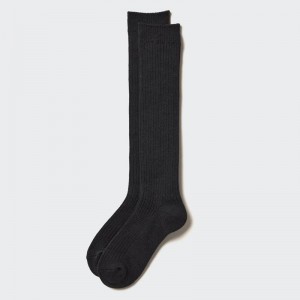 Uniqlo HEATTECH High (Ribbed) Women Socks Tights Black US | XNSZ-74986