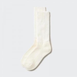 Uniqlo HEATTECH (Ribbed Pile) Women Socks Tights Off White US | ETRY-53749