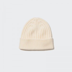 Uniqlo HEATTECH (Ribbed) Women Beanie Off White US | GYNX-64913