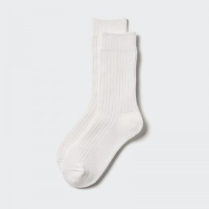 Uniqlo HEATTECH (Ribbed) Women Socks Tights White US | FMKX-41796