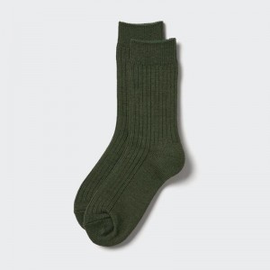 Uniqlo HEATTECH (Ribbed) Women Socks Tights Dark Green US | FTDH-52190