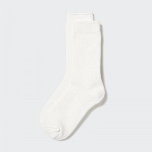 Uniqlo HEATTECH (Ribbed) Women Socks Tights Off White US | IUDQ-79643