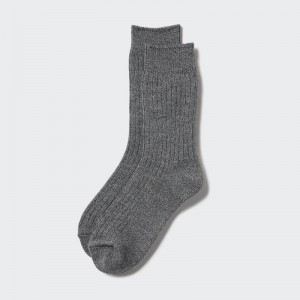 Uniqlo HEATTECH (Ribbed) Women Socks Tights Grey US | EMUH-97830