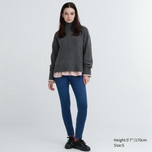 Uniqlo HEATTECH Ultra Stretch High Rise (Denim) Women Leggings Blue US | CZON-96421