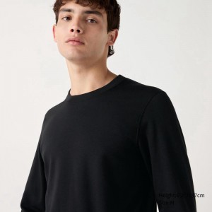 Uniqlo HEATTECH Ultra Warm Crew Neck Men T-Shirt Black US | HSUW-52930