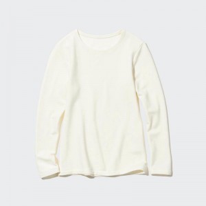 Uniqlo HEATTECH Ultra Warm Crew Neck Women T-Shirts Off White US | NKYH-21746