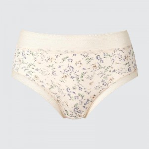 Uniqlo High Rise (Mini Flowers) Women Briefs Off White US | TCRS-98124