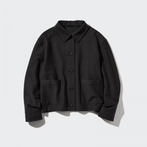 Uniqlo Jersey Relaxed Women Jackets Black US | BVMI-46185