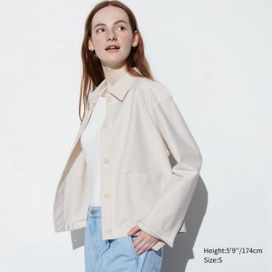 Uniqlo Jersey Relaxed Women Jackets Natural US | AUQT-40875