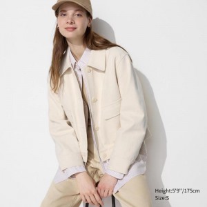 Uniqlo Jersey Relaxed Women Jackets Natural US | PDWJ-26795