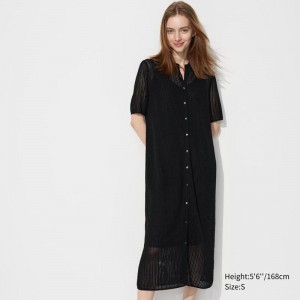 Uniqlo Lace Knit Women Dress Black US | EAGM-40725