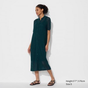 Uniqlo Lace Knit Women Dress Green US | ELQZ-82754