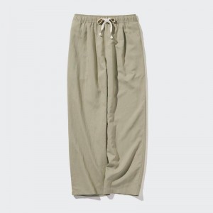 Uniqlo Linen Blend Easy Women Trousers Green US | FLZC-38107