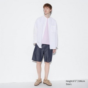 Uniqlo Linen Blend Men Shorts Blue US | PIYA-72986